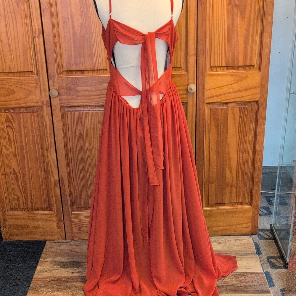 Azazie Strapless Burnt Orange Prom Bridesmaid Formal Dress Gown 14        CC132 - Picture 8 of 13
